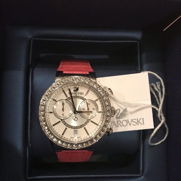 Swarovski watch with pink strap